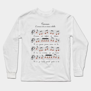 Carmen Opera Roses Music Sheet Artwork Georges Bizet Long Sleeve T-Shirt